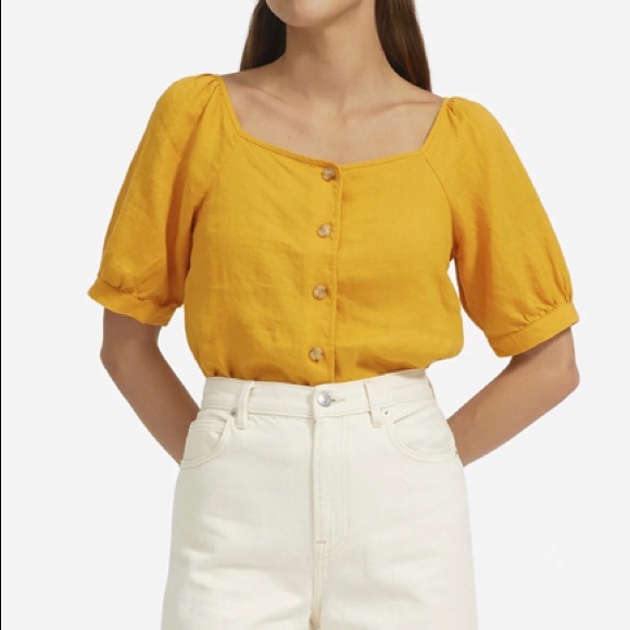 Everlane Tops - Everlane White Linen Puff Sleeve Top